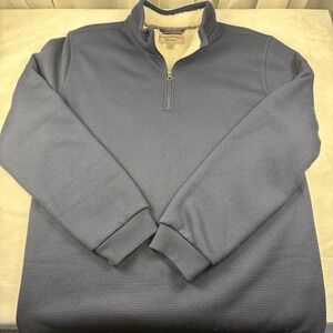 Men's BC Clothing Sherpa-Lined Waffle Knit 1/4 Zip Pullover  Sz XL Dark Blue
